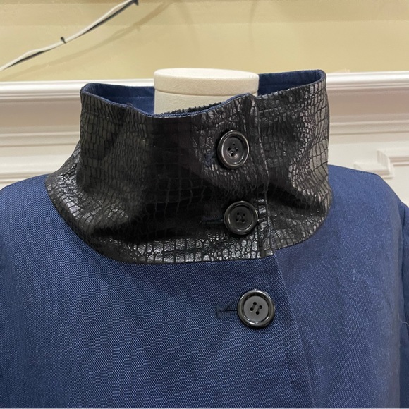 Vintage Max New York blue coat w/ black croc-print collar / 12 / EUC - Picture 7 of 16